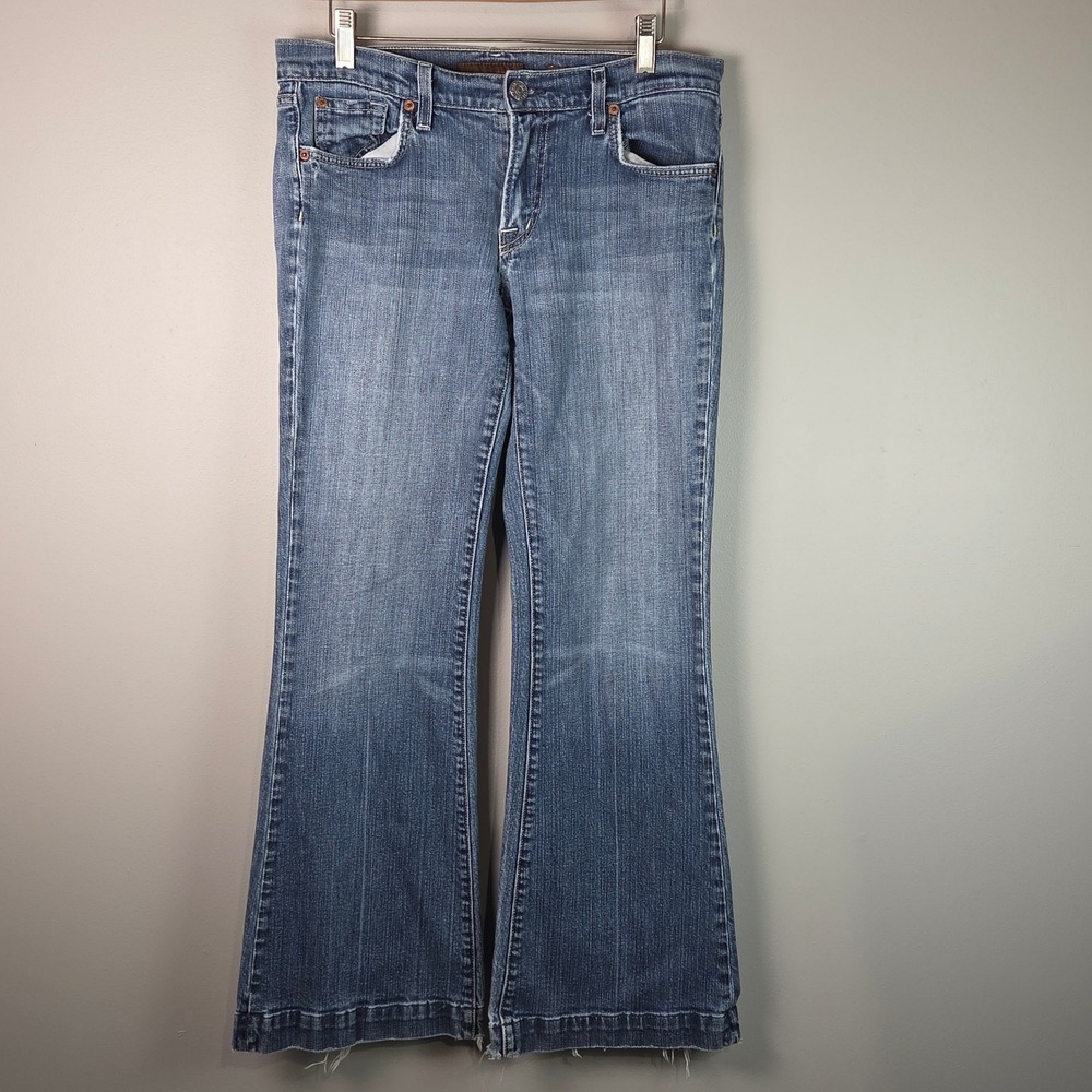 Fossil Relaxed Flare Jeans Womens 31 Blue Good Distressed Y2K Boho Denim